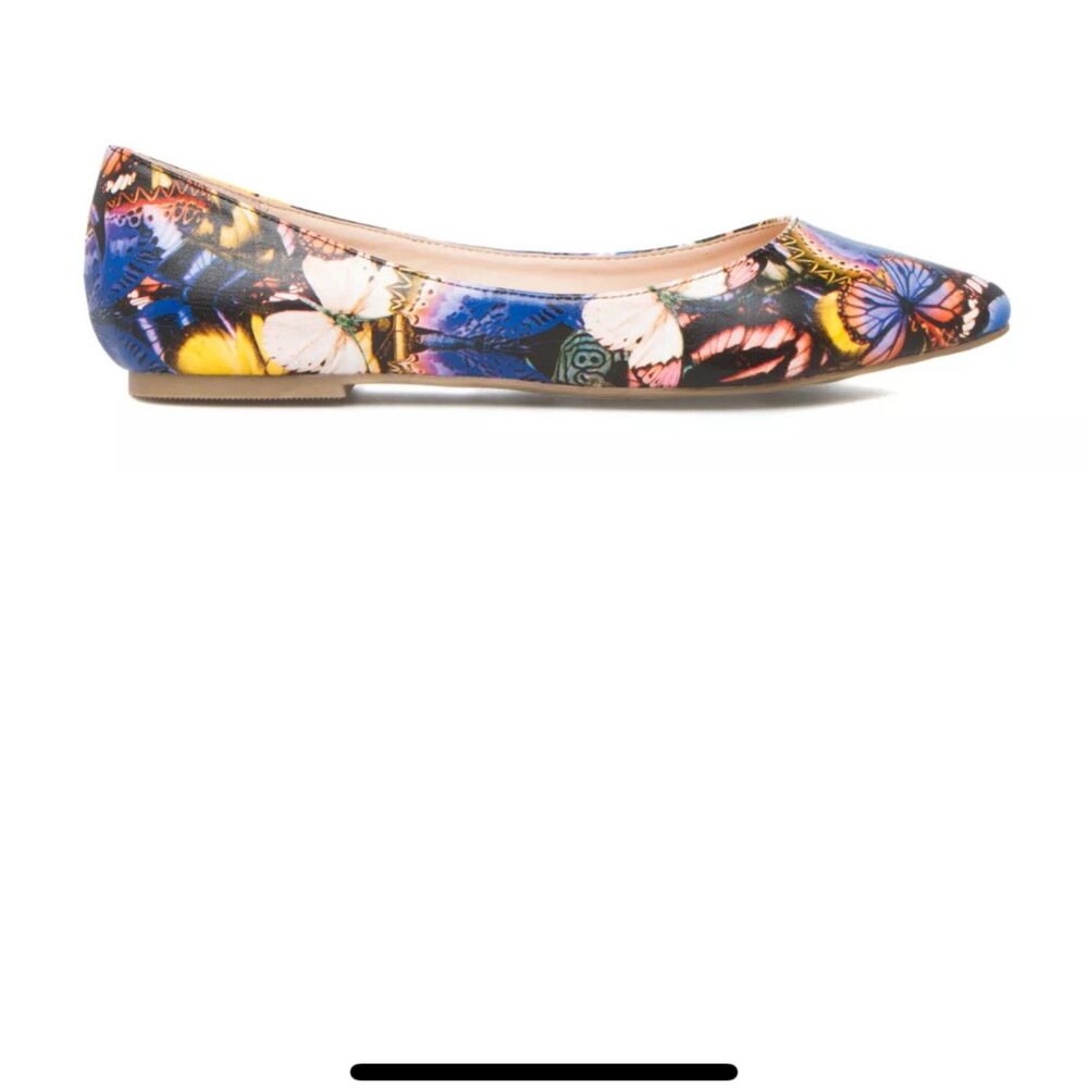 Women's Madison Size 9.5 Aqua Art To Wear Colorful Bold Floral Slip-on Flats